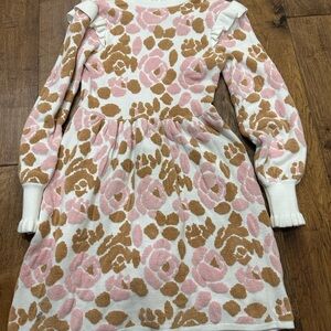 Janie and Jack Pink and Brown Floral Knit Dress